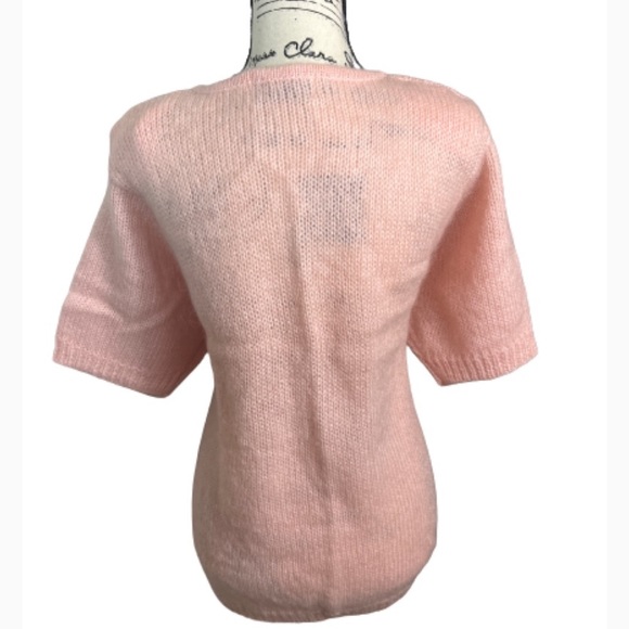 Vintage Vickie Lawrence Pink Crew Neck Cap Sleeve Sweater - Picture 2 of 10